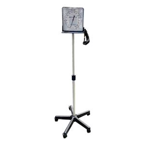 Livingstone Mobile Aneroid Blood Pressure Sphygmomanometer with Square Face Dial, Floor Standing with 5 Wheels
