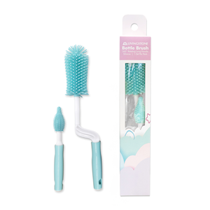 Livingstone Silicone Bottle Brush Set, with Nipple Brush, Durable, Upright Rotating Long Handle, 1 Pair/Set Set