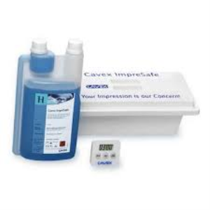 kit (1 x Cavex Impresafe 1L Bottle, 1 x Disinfectant Bath, 1 x 3 Minute Timer, 50 x Recyclable Plastic Transport Bags) Pack