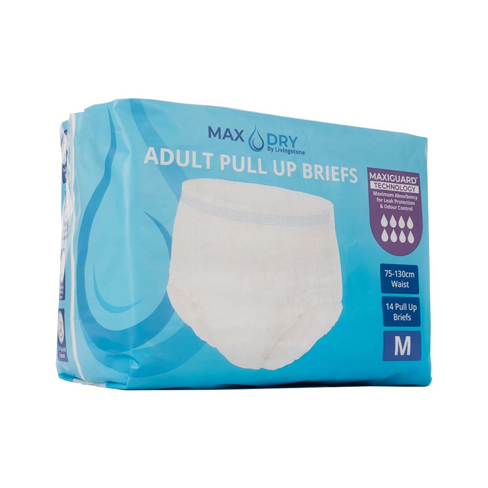 Livingstone Adult Pull Up Brief Pants, Cotton Feel, Super Absorbent, Medium, 75-130cm Waist, 14 Pieces/Bag, 84 Pieces/Carton Carton