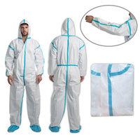 Safeplus Coveralls Protective Suit with Hood, Type 4, 5 6, 63gsm, Medium, White, Microporous, Disposable, 1/Pack Pack