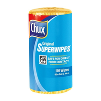 Chux Original Superwipes, 30cm x 65 Metres, Perforated, Yellow, 4 Rolls/Carton Carton
