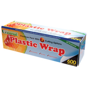 Universal Plastic Cling Wrap in Dispenser Pack, 33cm x 600m, 10 Microns, PVC & BPA Free, Non-Toxic, Each Roll Pack
