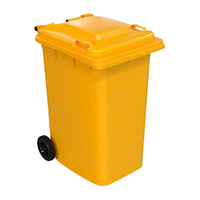 Handy Wheelie Bin, 240L, 580 x 1020 x 740 mm, 12.4kg, HDPE, Yellow, Each Each