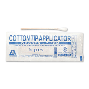 Out of Date, Livingstone Cotton Tip Applicator, Single Tipped, Wooden Stem, 15cm, Sterile 5/Pack Loose Price Discounted While Stocks last Each