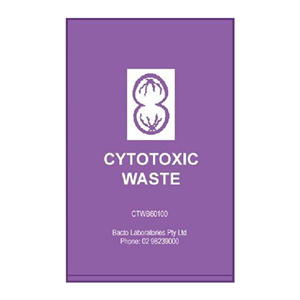 Livingstone Cytotoxic Waste Bags, 55 x 70cm, 70 Litres, Purple, 200/Box Box