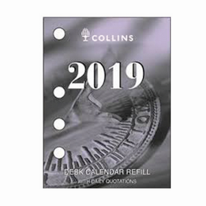 Collins 2019 Desk Calendar Refill, 1 Day to a Page, Side Punch, Each Each