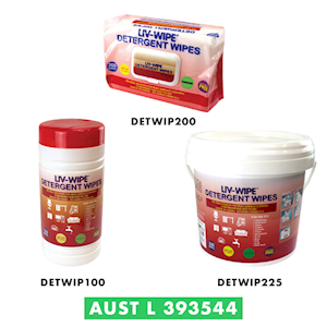 Liv-Wipe Detergent Wipes, 20 x 30cm, Nonwoven, Alcohol Free, Neutral pH, TGA, 100 Wipes/Tub, 8 Tubs/Carton Carton