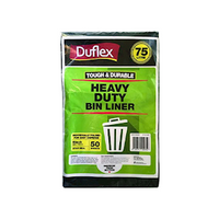 Duflex Garbage Bag Bin Liner, 75L, 920 x 750mm, Black, 50 Pieces/Pack Pack