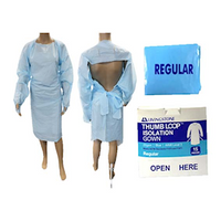 Liv Impervious Film Isolation Gown with Tie, Thumbs Up, Long Sleeve, Open Back, AAMI Level 3, 22 gms, One Size, Blue, 1/Pack, 75/Ctn Carton