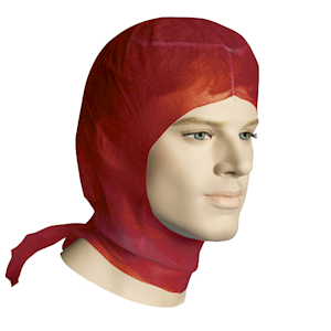 Livingstone Disposable Head Hood Cover with Backflap, 47cm Length, 57cm Width, 30cm Tie, Red, HACCP Certified, 1,000 Pieces/Carton Carton