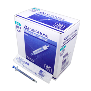 Livingstone Syringe, 3ml, Luer Lock Tip, Latex Free, Hypoallergenic, Sterile, 100/Box