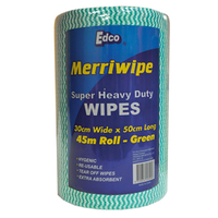 Merriwipe Super Heavy Duty 30 x 50cm, 45 Metres, Green, 90 Sheets/Roll, Loose Roll Roll