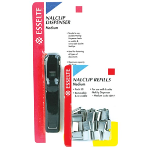 Esselte Nalclip Dispenser with 8 Clips