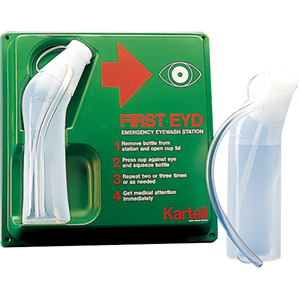 Kartell Personal Eyewash Station, Wall Mount Design, 30 x 30cm, with 1 Bottle of 500ml Solution, Each Each