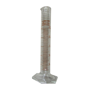 Lincon Measuring Cylinder with Hex Base and Spout, Tall Form, Class A, 10mL, 16 x 150(H) mm, Amber Stain Grad, Boro Glass, 1/Box Each