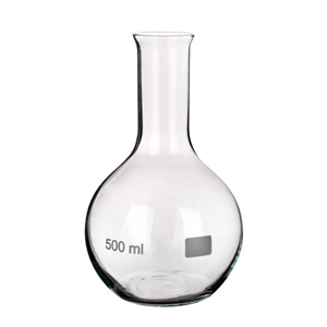 Flat-Bottom Spherical/Boiling Flask, 500ml, Borosilicate Glass, Clear, European, Each Each