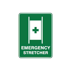 Australian Safety Printed Sign "Emergency Stretcher", 225 x 150mm, Vinyl, Self Adhesive Sticker, Each