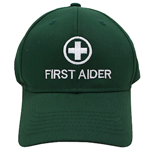 First Aid Personnel Warden Cap, Green, Embroidered, Each Each