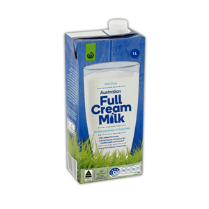 Australian Full Cream Milk, UHT Long Life, 1 Litre Pack, Each Each