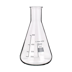 Lincon Erlenmeyer Conical Flask, 500mL, 32mm Neck Diameter, Narrow Neck, Graduated, Borosilicate Glass, Each Each