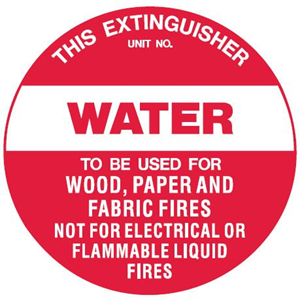 Livingstone Printed Sign 'Fire Extinguisher Water', 190 x 190 mm, Self Adhesive Sticker, Each Each