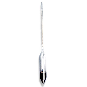 Carlton Specific Gravity Hydrometer, 1.000 to 1.050, 0.0005 at 15.6degC, 335mm, Glass, Each Each