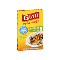 Glad Oven Bags, 25 x 38cm, Regular Size, 5/Pack, 24 Packs/Carton Carton