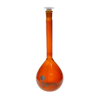 Livingstone Volumetric Flask, Class A, 500mL, Amber, with Polypropylene Stopper, Borosilicate Glass, Each Each