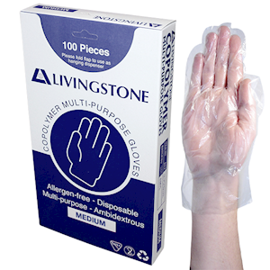 Livingstone Copolymer Gloves on Biodegradable Paper Backing, Large, 100/Box Box