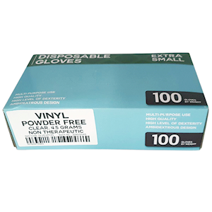 Economy Vinyl Gloves, Powder Free, Extra Small, 4.5g, Blue, 100/Box