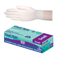 Bulk Buy Deal for 780 Boxes, Geltek Latex Exam Gloves Powder Free AS/NZ Biodegradable Polymer Coated Textured Small Cream, 100/Box Each