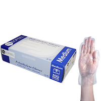 Sofeel Disposable Polyethylene Gloves, Large, Powder Free, Latex Free, Recyclable, Clear, 500/Box Box