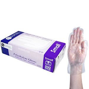 Sofeel Disposable Polyethylene Gloves, Large, Powder Free, Latex Free, Recyclable, Clear, 500/Box Box