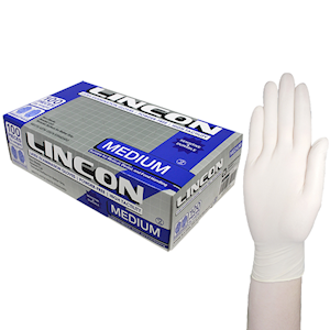 Lincon Biodegradable Latex Examination Gloves, ASTM, Powder Free, Medium, Cream Colour, Pair Only Pair