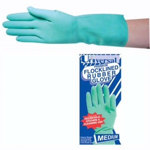 Universal Flocklined Rubber Gloves Unscented