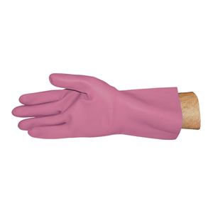 Skin Shield Silver Lined Natural Rubber Gloves, Biodegradable, Size 9-9.5, Pink, Heavy Weight, 1 Pair/Pack