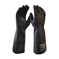 Maxisafe Neotherm Heat Resistant Neoprene Gauntlet Gloves, 36cm - 38cm Flexible, Liquid Proof, Terry Lined, Extra Large, Black, 6 Pairs/Pack Pack