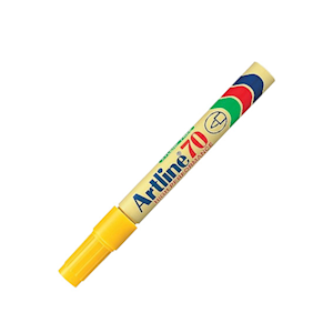 Artline 70 Permanent Marker, 1.5mm, Bullet Point, Yellow, 12/Box Box