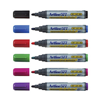 Artline Whiteboard Marker Bullet Point 577, 3mm, Assorted Colours, 6 Pieces/Box Box