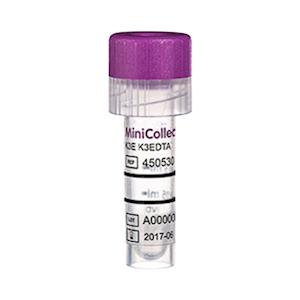 Greiner Bio-One MiniCollect Tube, with K3E K3EDTA, 0.5mL, 13 x 75mm, Lavender Cap, 50 Pieces/Pack Pack