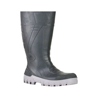 BATA Gumboots Black with Grey Sole, Slip On - Steel Toe Cap, Size 5 Each