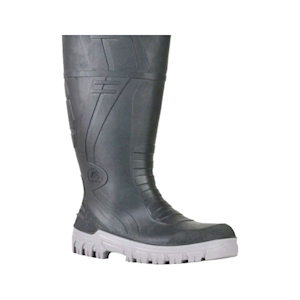 BATA Gumboots Black with Grey Sole, Slip On - Steel Toe Cap, Size 5 Each