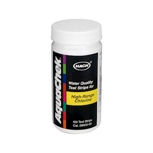 Hach Free Chlorine Test Stirps, 0-600 mg/L, High Range, 100 Strips/Box Box