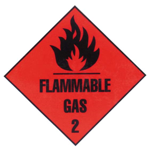 Sticker Class2 'Flammable Gas' Paper, 50x50mm, 250/Roll Roll