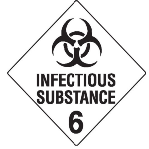 SIGN INFECTIOUS SUBSTANCE CLASS 6 POLYPROPYLENE 270MMX270MM Piece