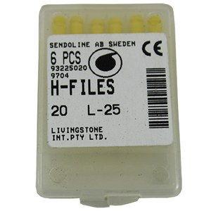 Livingstone H-Files, 25mm, No. 120, Stainless Steel, Colour-Coded, 6/Pack