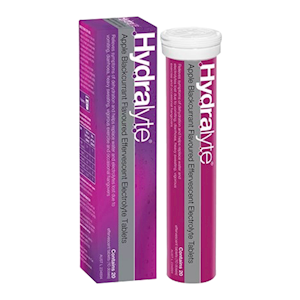 Hydralyte Effervescent Electrolyte Tablets, Apple Blackcurrant Flavour, 20 Tablets/Box Box