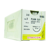 849G Ethicon Surgical Gut Suture, Size 3-0, Length 18", Virtual Monofilament, V-7 Needle, Tapercut Cardio, Absorbable, 12/Box Box