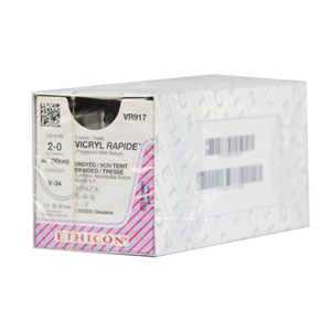 VR917 VICRYL RAPIDE® Absorbable Sutures, Undyed, Size: 2-0, Length: 90cm, V-34, 12/Box Box
